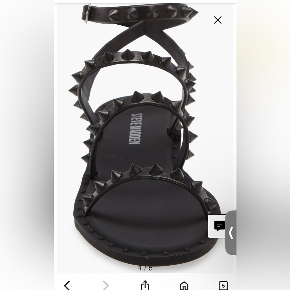 🍄SPRING SALE- firm price 🍄Steve Madden Black Studded Gladiator Flats - Picture 5 of 16